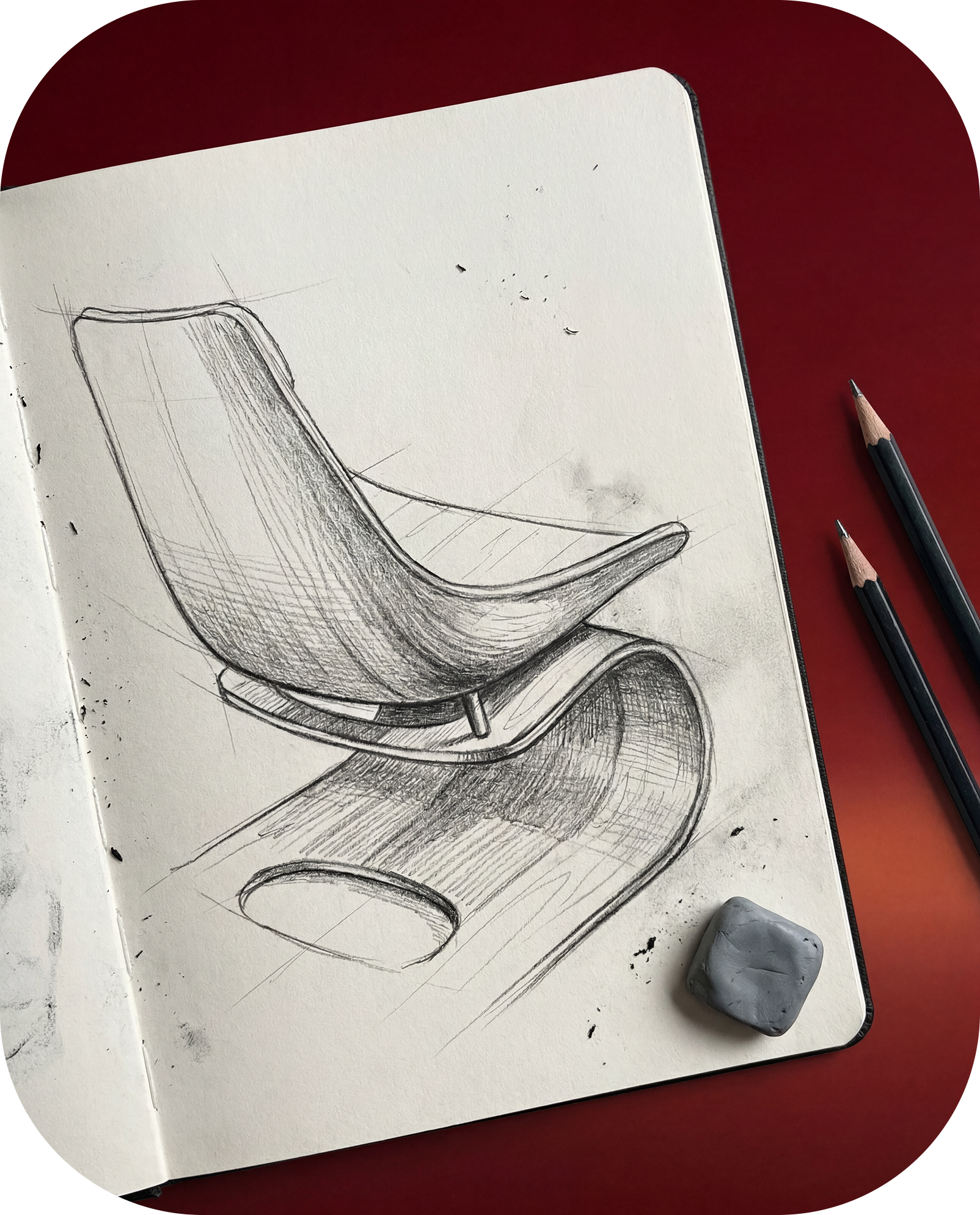 A hand sketch of a chair from the Nuance collection