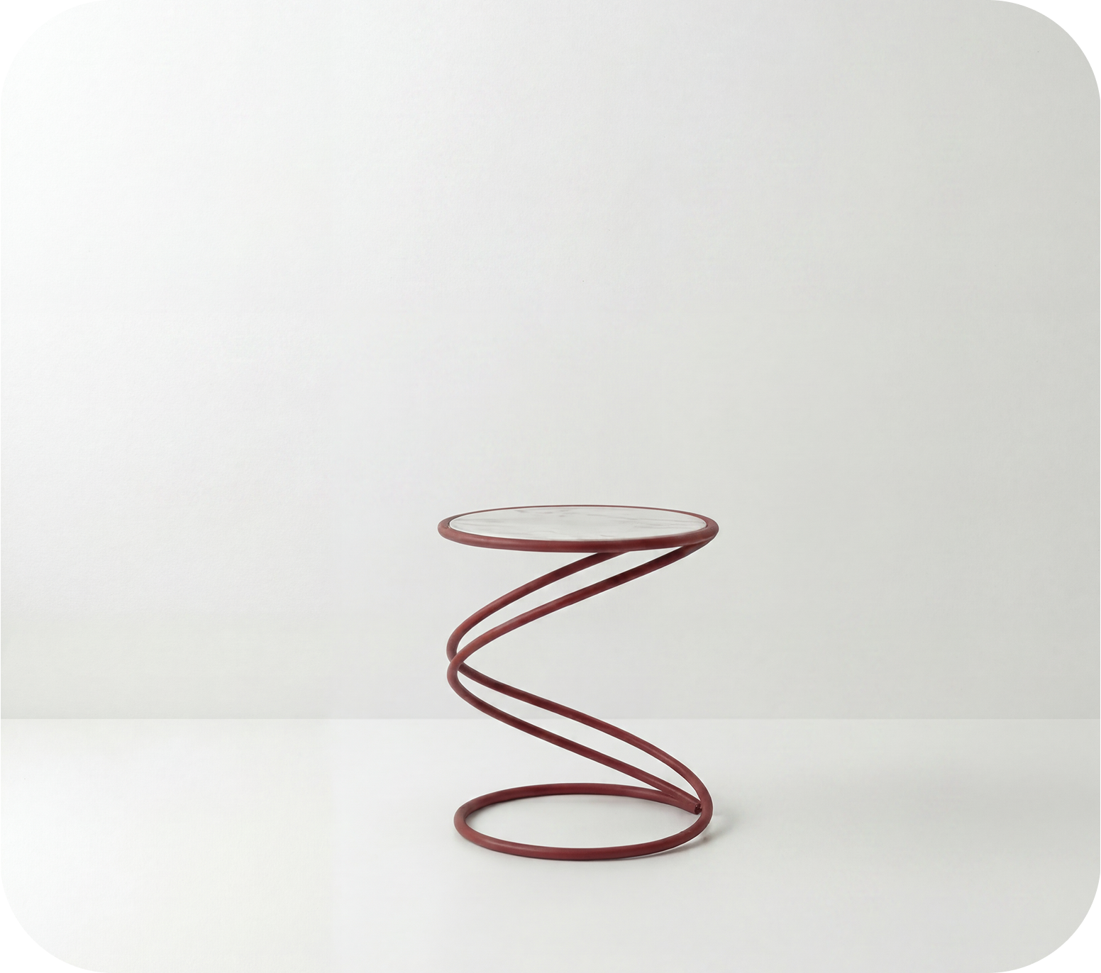 Mesnevî — side table in marble and steel with a red line