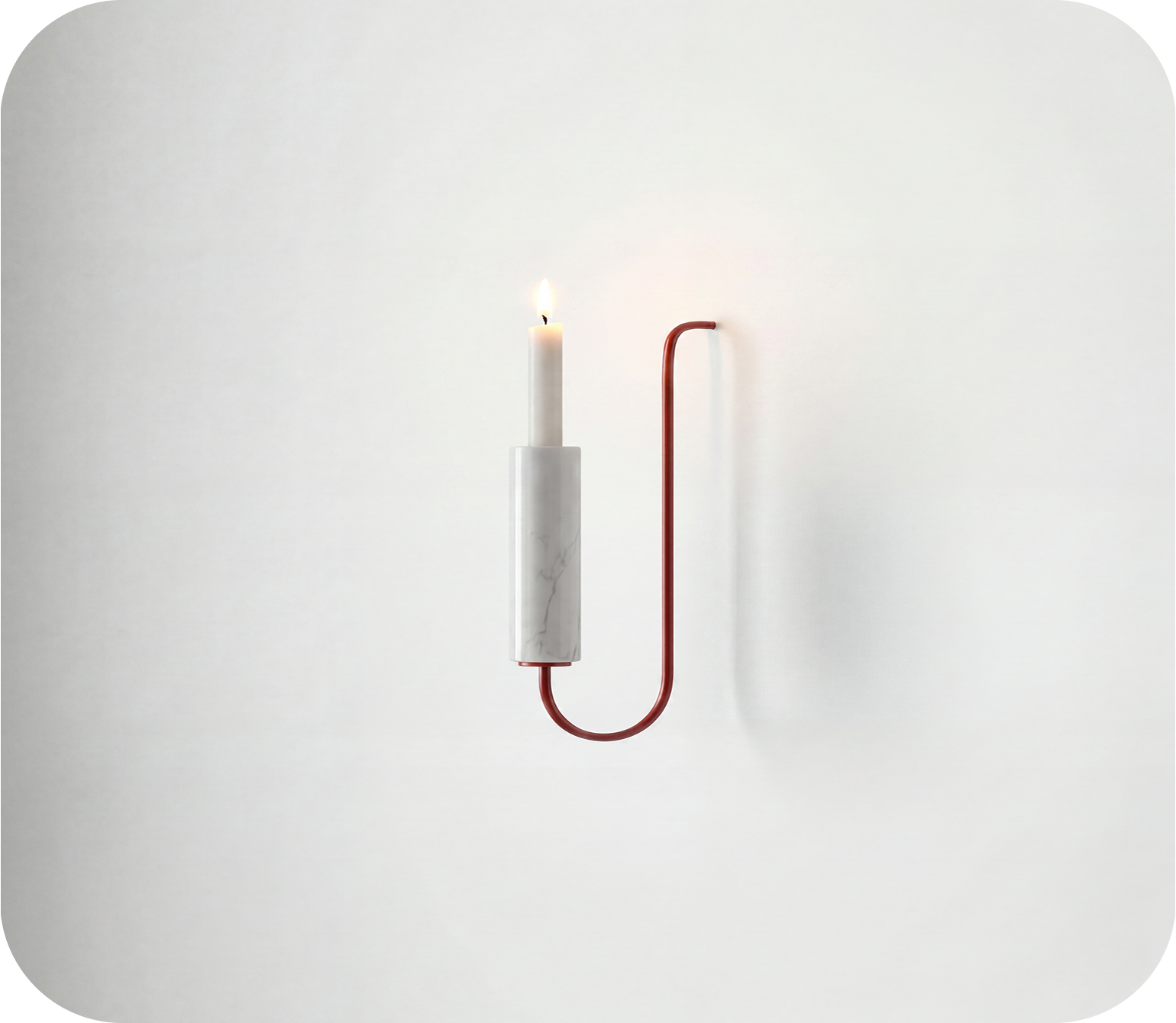 Mihrab — wall candle light in marble and steel with a red line