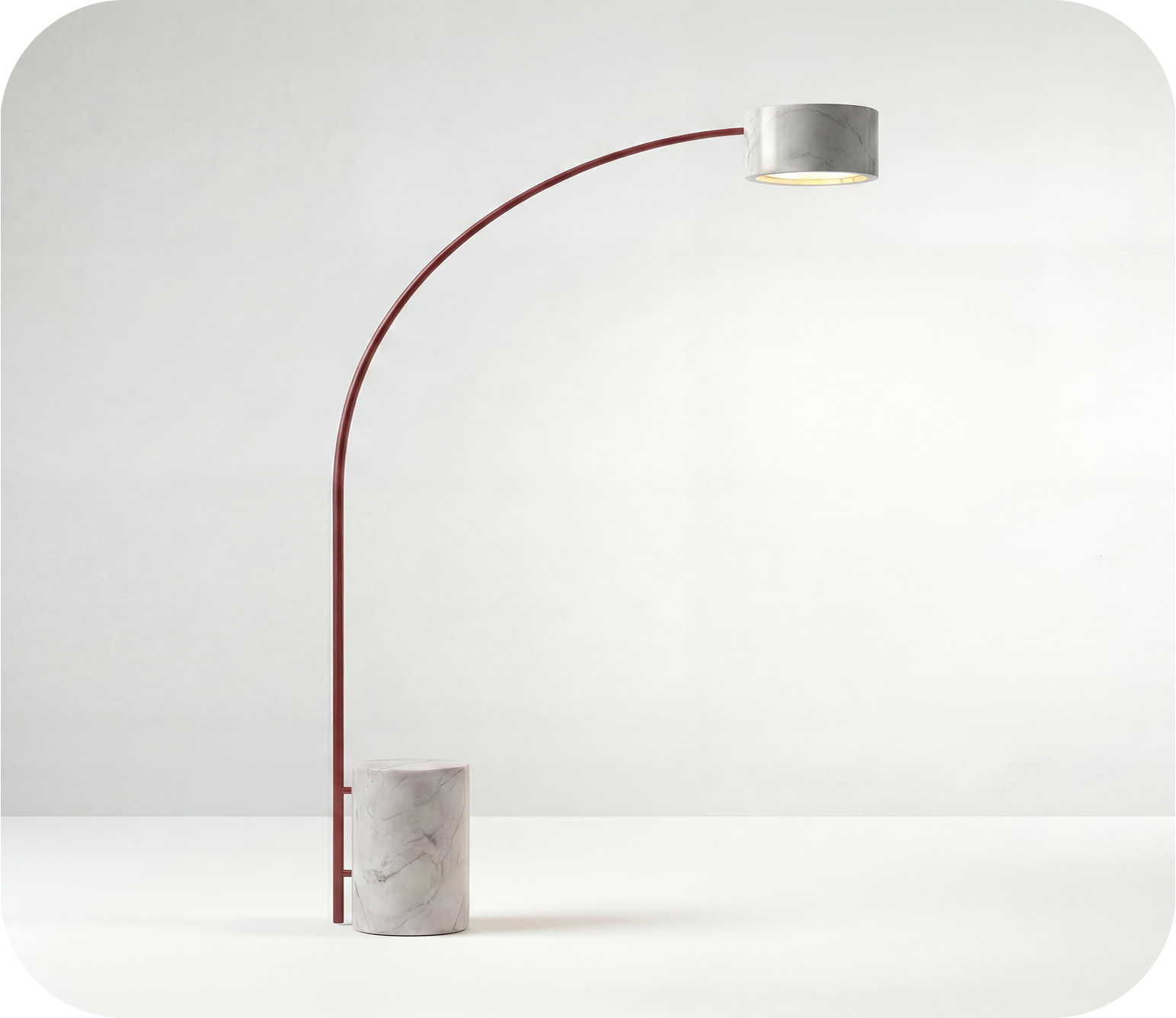 Semazen — floor light in marble and steel with a red line