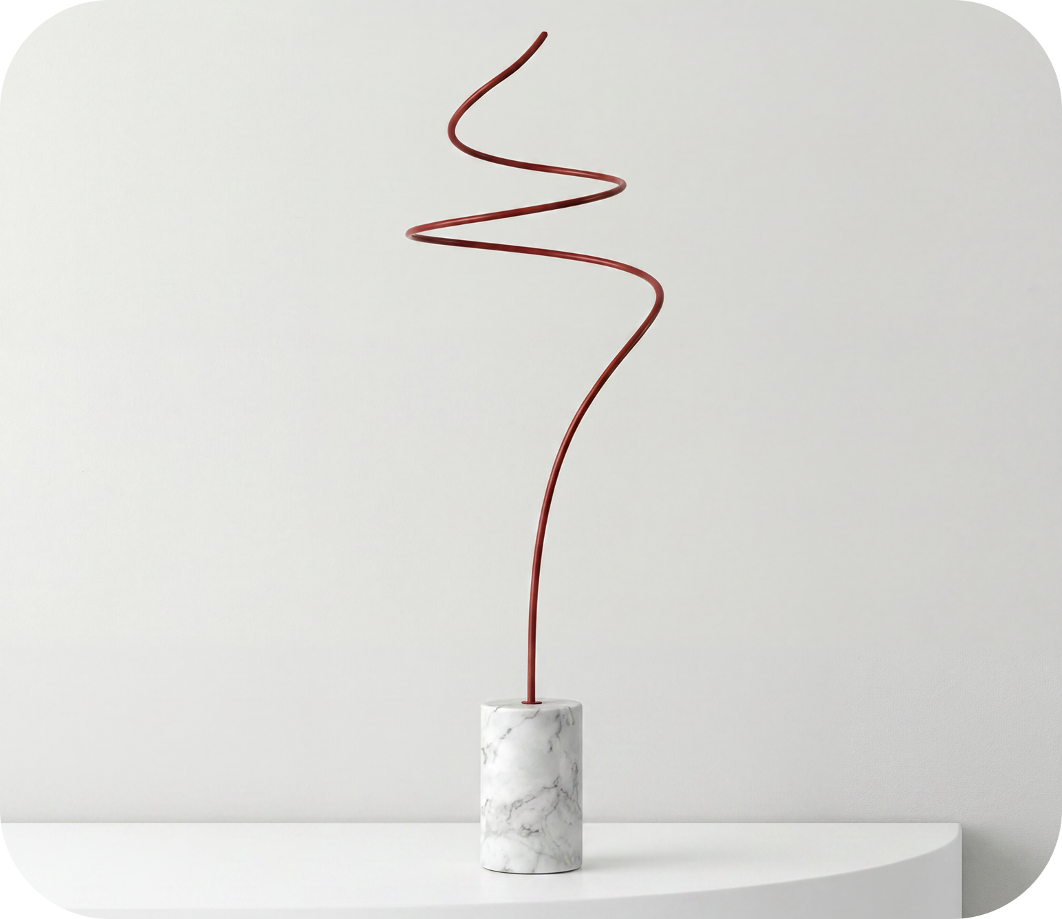 Sütun — desk light in marble and steel with a red line